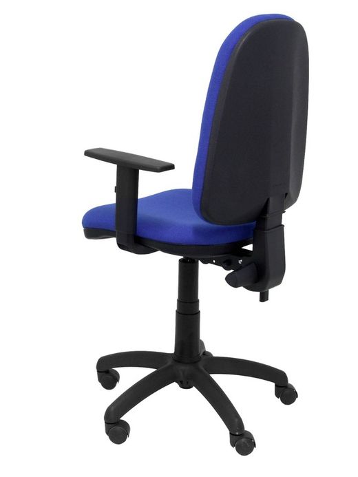 Modelo Tribaldos - Silla de oficina con mecanismo de contacto permanente de doble maneta y regulable en altura - Asiento y respaldo tapizados en tejido BALI color azul (BRAZOS REGULABLES INCLUIDOS)