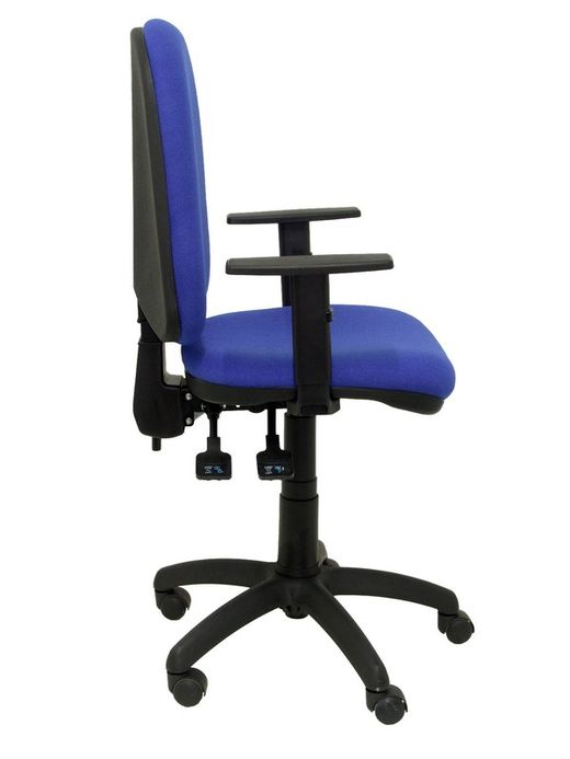 Modelo Tribaldos - Silla de oficina con mecanismo de contacto permanente de doble maneta y regulable en altura - Asiento y respaldo tapizados en tejido BALI color azul (BRAZOS REGULABLES INCLUIDOS)