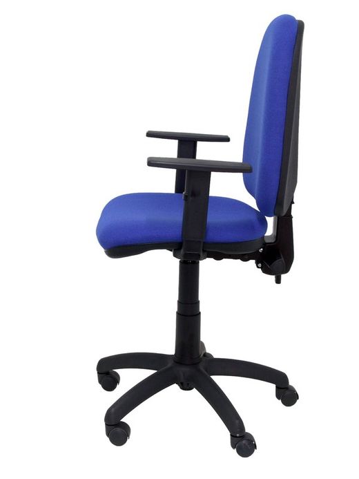 Modelo Tribaldos - Silla de oficina con mecanismo de contacto permanente de doble maneta y regulable en altura - Asiento y respaldo tapizados en tejido BALI color azul (BRAZOS REGULABLES INCLUIDOS)
