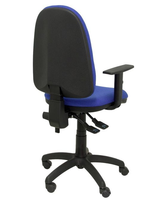 Modelo Tribaldos - Silla de oficina con mecanismo de contacto permanente de doble maneta y regulable en altura - Asiento y respaldo tapizados en tejido BALI color azul (BRAZOS REGULABLES INCLUIDOS)