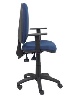 Modelo Tribaldos - Silla de oficina con mecanismo de contacto permanente de doble maneta y regulable en altura - Asiento y respaldo tapizados en tejido BALI color azul marino (BRAZOS REGULABLES INCLUIDOS)