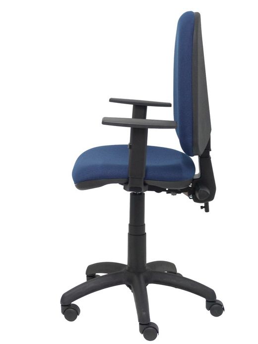 Modelo Tribaldos - Silla de oficina con mecanismo de contacto permanente de doble maneta y regulable en altura - Asiento y respaldo tapizados en tejido BALI color azul marino (BRAZOS REGULABLES INCLUIDOS)