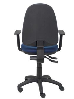 Modelo Tribaldos - Silla de oficina con mecanismo de contacto permanente de doble maneta y regulable en altura - Asiento y respaldo tapizados en tejido BALI color azul marino (BRAZOS REGULABLES INCLUIDOS)