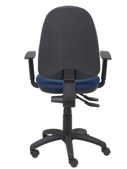 Modelo Tribaldos - Silla de oficina con mecanismo de contacto permanente de doble maneta y regulable en altura - Asiento y respaldo tapizados en tejido BALI color azul marino (BRAZOS REGULABLES INCLUIDOS)