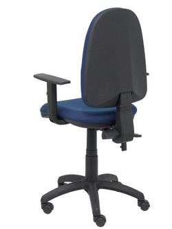 Modelo Tribaldos - Silla de oficina con mecanismo de contacto permanente de doble maneta y regulable en altura - Asiento y respaldo tapizados en tejido BALI color azul marino (BRAZOS REGULABLES INCLUIDOS)