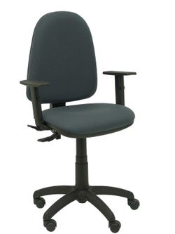 Modelo Tribaldos - Silla de oficina con mecanismo de contacto permanente de doble maneta y regulable en altura - Asiento y respaldo tapizados en tejido BALI color gris oscuro (BRAZOS REGULABLES INCLUIDOS)