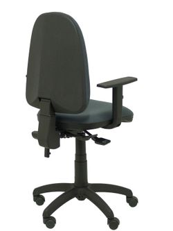 Modelo Tribaldos - Silla de oficina con mecanismo de contacto permanente de doble maneta y regulable en altura - Asiento y respaldo tapizados en tejido BALI color gris oscuro (BRAZOS REGULABLES INCLUIDOS)