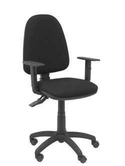 Modelo Tribaldos - Silla de oficina con mecanismo de contacto permanente de doble maneta y regulable en altura - Asiento y respaldo tapizados en tejido BALI color negro (BRAZOS REGULABLES INCLUIDOS)