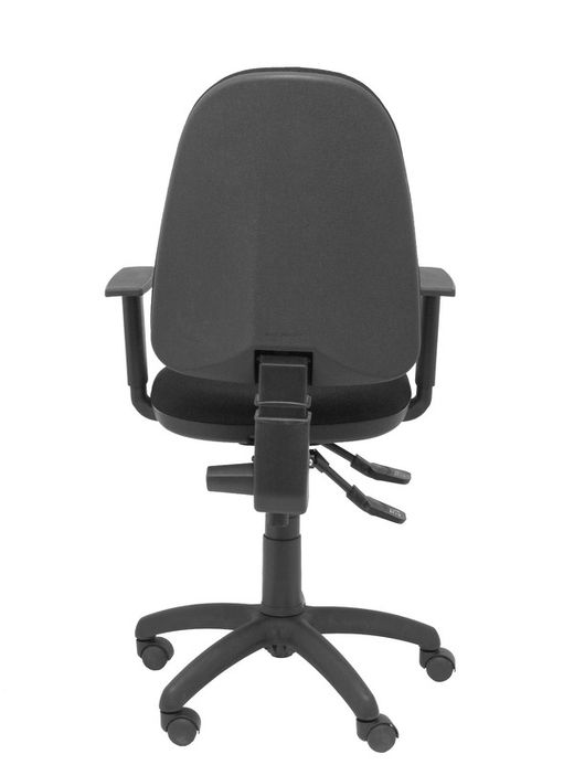 Modelo Tribaldos - Silla de oficina con mecanismo de contacto permanente de doble maneta y regulable en altura - Asiento y respaldo tapizados en tejido BALI color negro (BRAZOS REGULABLES INCLUIDOS)