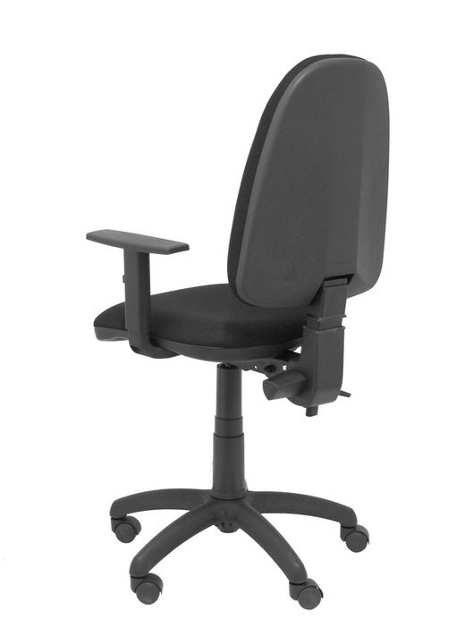 Modelo Tribaldos - Silla de oficina con mecanismo de contacto permanente de doble maneta y regulable en altura - Asiento y respaldo tapizados en tejido BALI color negro (BRAZOS REGULABLES INCLUIDOS)