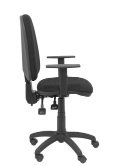 Modelo Tribaldos - Silla de oficina con mecanismo de contacto permanente de doble maneta y regulable en altura - Asiento y respaldo tapizados en tejido BALI color negro (BRAZOS REGULABLES INCLUIDOS)