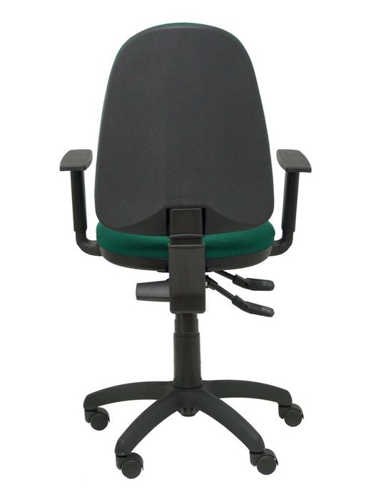 Modelo Tribaldos - Silla de oficina con mecanismo de contacto permanente de doble maneta y regulable en altura - Asiento y respaldo tapizados en tejido BALI color verde botella (BRAZOS REGULABLES INCLUIDOS)