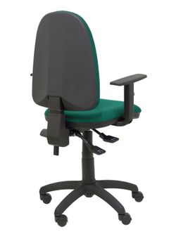 Modelo Tribaldos - Silla de oficina con mecanismo de contacto permanente de doble maneta y regulable en altura - Asiento y respaldo tapizados en tejido BALI color verde botella (BRAZOS REGULABLES INCLUIDOS)