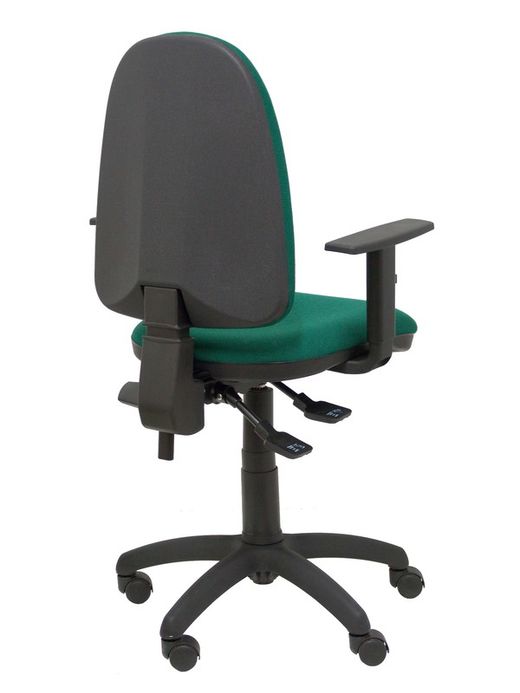 Modelo Tribaldos - Silla de oficina con mecanismo de contacto permanente de doble maneta y regulable en altura - Asiento y respaldo tapizados en tejido BALI color verde botella (BRAZOS REGULABLES INCLUIDOS)