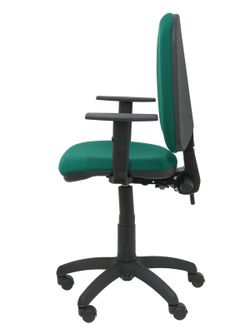 Modelo Tribaldos - Silla de oficina con mecanismo de contacto permanente de doble maneta y regulable en altura - Asiento y respaldo tapizados en tejido BALI color verde botella (BRAZOS REGULABLES INCLUIDOS)