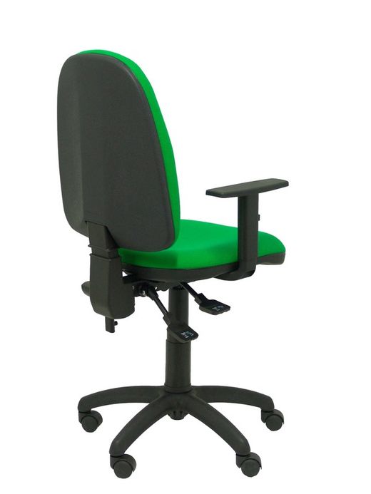 Modelo Tribaldos - Silla de oficina con mecanismo de contacto permanente de doble maneta y regulable en altura - Asiento y respaldo tapizados en tejido BALI color verde (BRAZOS REGULABLES INCLUIDOS)