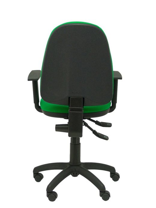 Modelo Tribaldos - Silla de oficina con mecanismo de contacto permanente de doble maneta y regulable en altura - Asiento y respaldo tapizados en tejido BALI color verde (BRAZOS REGULABLES INCLUIDOS)