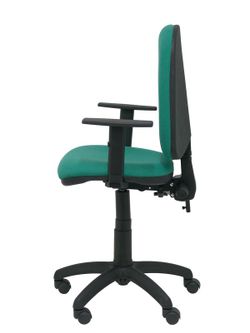 Modelo Tribaldos - Silla de oficina con mecanismo de contacto permanente de doble maneta y regulable en altura - Asiento y respaldo tapizados en tejido BALI color verde esmeralda (BRAZOS REGULABLES INCLUIDOS)