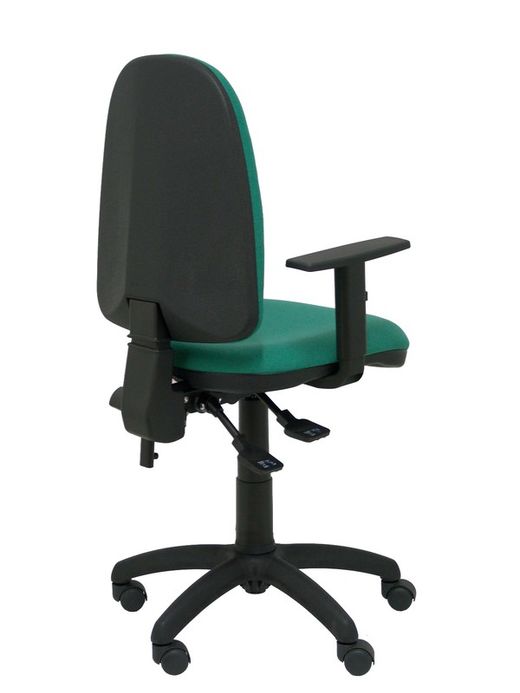 Modelo Tribaldos - Silla de oficina con mecanismo de contacto permanente de doble maneta y regulable en altura - Asiento y respaldo tapizados en tejido BALI color verde esmeralda (BRAZOS REGULABLES INCLUIDOS)