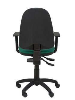 Modelo Tribaldos - Silla de oficina con mecanismo de contacto permanente de doble maneta y regulable en altura - Asiento y respaldo tapizados en tejido BALI color verde esmeralda (BRAZOS REGULABLES INCLUIDOS)