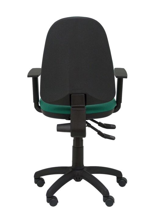 Modelo Tribaldos - Silla de oficina con mecanismo de contacto permanente de doble maneta y regulable en altura - Asiento y respaldo tapizados en tejido BALI color verde esmeralda (BRAZOS REGULABLES INCLUIDOS)