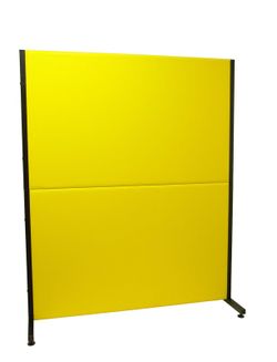 Modelo Valdeganga - Biombo separador para oficinas y centros de trabajo, desmontable y con estructura de color negro - Tapizado en similpiel color amarillo