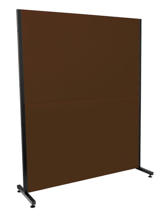 Modelo Valdeganga - Biombo separador para oficinas y centros de trabajo, desmontable y con estructura de color negro - Tapizado en tejido BALI color marrón oscuro.