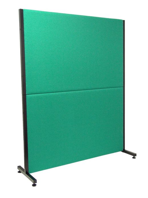 Modelo Valdeganga - Biombo separador para oficinas y centros de trabajo, desmontable y con estructura de color negro - Tapizado en tejido BALI color verde esmeralda