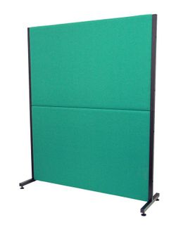 Modelo Valdeganga - Biombo separador para oficinas y centros de trabajo, desmontable y con estructura de color negro - Tapizado en tejido BALI color verde esmeralda