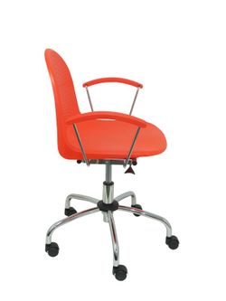 Modelo Ves giratoria - Silla de oficina ergonómica con brazos fijos, regulable en altura y giratoria 360º  - Asiento y respaldo de plástico de color naranja