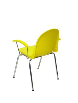Modelo Ves - Pack 4 sillas confidentes ergonómicas con brazos fijos cromados y estructura cromada - Asiento y respaldo de plástico de color amarillo.