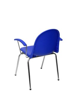 Modelo Ves - Pack 4 sillas confidentes ergonómicas con brazos fijos cromados y estructura cromada - Asiento y respaldo de plástico de color azul