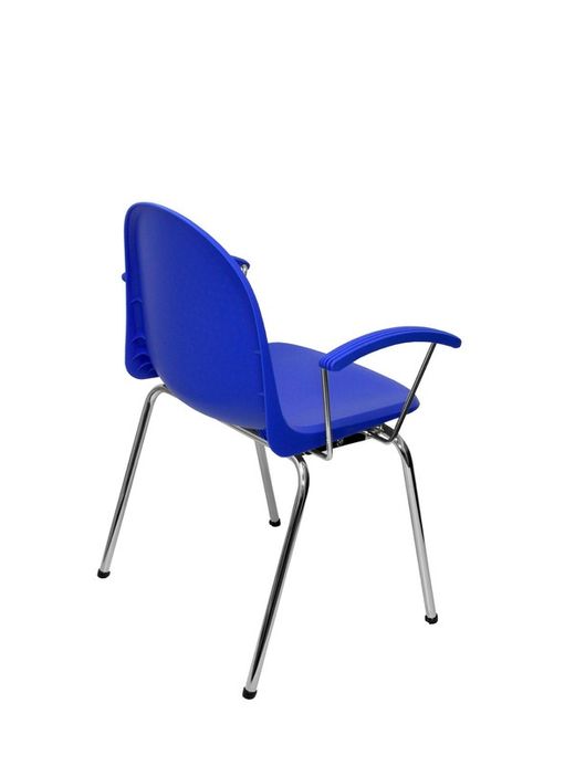 Modelo Ves - Pack 4 sillas confidentes ergonómicas con brazos fijos cromados y estructura cromada - Asiento y respaldo de plástico de color azul
