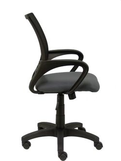 Modelo Vianos - Silla de oficina ergonómica con mecanismo basculante y regulable en altura - Respaldo de malla en color negro y asiento tapizado en tejido bali color gris oscuro.