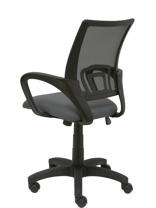Modelo Vianos - Silla de oficina ergonómica con mecanismo basculante y regulable en altura - Respaldo de malla en color negro y asiento tapizado en tejido bali color gris oscuro.