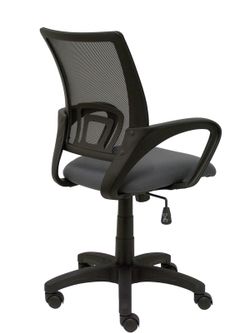 Modelo Vianos - Silla de oficina ergonómica con mecanismo basculante y regulable en altura - Respaldo de malla en color negro y asiento tapizado en tejido bali color gris oscuro.
