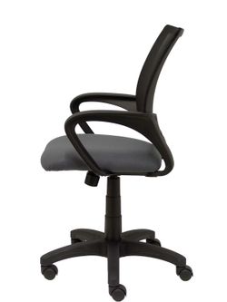Modelo Vianos - Silla de oficina ergonómica con mecanismo basculante y regulable en altura - Respaldo de malla en color negro y asiento tapizado en tejido bali color gris oscuro.