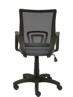 Modelo Vianos - Silla de oficina ergonómica con mecanismo basculante y regulable en altura - Respaldo de malla en color negro y asiento tapizado en tejido bali color gris oscuro.