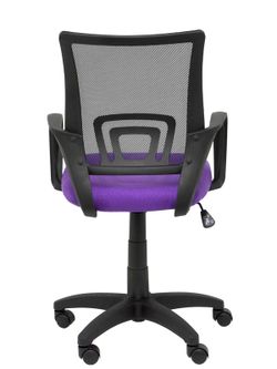 Modelo Vianos - Silla de oficina ergonómica con mecanismo basculante y regulable en altura - Respaldo de malla en color negro y asiento tapizado en tejido bali color lila