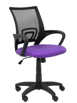 Modelo Vianos - Silla de oficina ergonómica con mecanismo basculante y regulable en altura - Respaldo de malla en color negro y asiento tapizado en tejido bali color lila