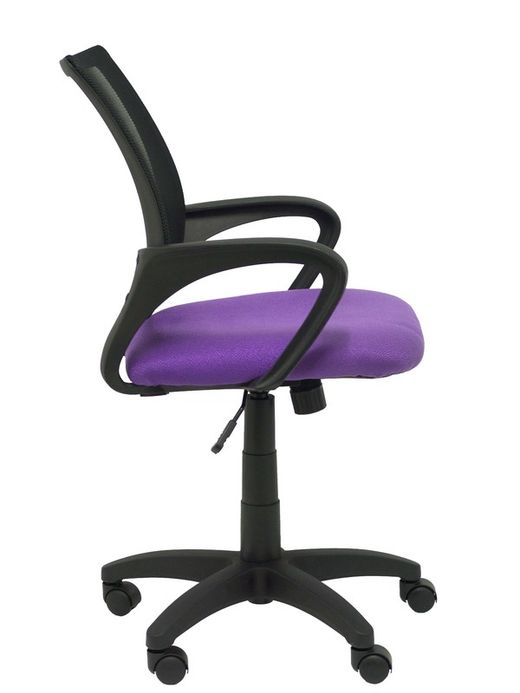 Modelo Vianos - Silla de oficina ergonómica con mecanismo basculante y regulable en altura - Respaldo de malla en color negro y asiento tapizado en tejido bali color lila