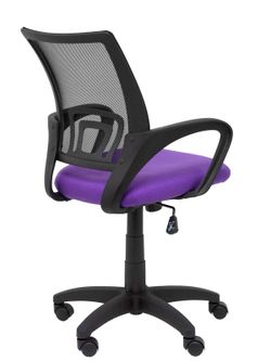 Modelo Vianos - Silla de oficina ergonómica con mecanismo basculante y regulable en altura - Respaldo de malla en color negro y asiento tapizado en tejido bali color lila