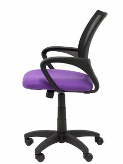 Modelo Vianos - Silla de oficina ergonómica con mecanismo basculante y regulable en altura - Respaldo de malla en color negro y asiento tapizado en tejido bali color lila