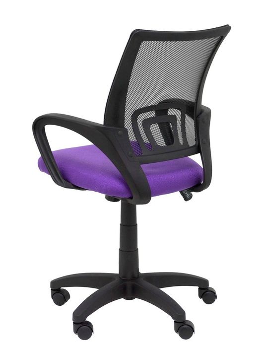 Modelo Vianos - Silla de oficina ergonómica con mecanismo basculante y regulable en altura - Respaldo de malla en color negro y asiento tapizado en tejido bali color lila
