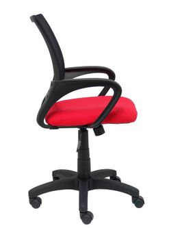 Modelo Vianos - Silla de oficina ergonómica con mecanismo basculante y regulable en altura - Respaldo de malla en color negro y asiento tapizado en tejido bali color rojo