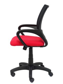 Modelo Vianos - Silla de oficina ergonómica con mecanismo basculante y regulable en altura - Respaldo de malla en color negro y asiento tapizado en tejido bali color rojo