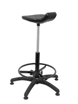 Modelo Worker - Taburete de trabajo ergonómico, giratorio y regulable en altura (aro reposapiés incluido) - Asiento de poliuretano inyectado de alta resistencia - Color negro.