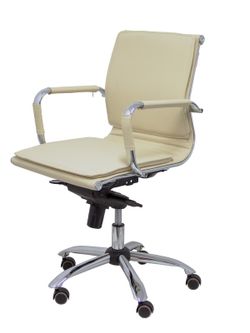 Modelo Yeste confidente - Sillón de oficina ergonómico confidente/espera con mecanismo basculante multiposición y regulable en altura - Asiento y respaldo tapizados en similpiel color crema