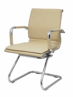 Modelo Yeste patín - Sillón de oficina ergonómico confidente/espera con patín cromado - Asiento y respaldo tapizados en similpiel color crema