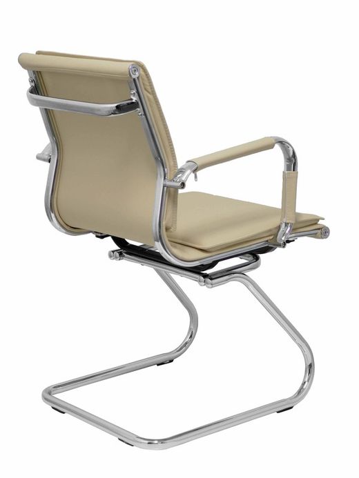 Modelo Yeste patín - Sillón de oficina ergonómico confidente/espera con patín cromado - Asiento y respaldo tapizados en similpiel color crema